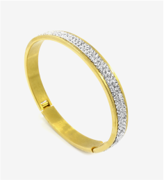 Home Gold bangle with stone setting