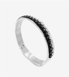 Home Silver/black textured bangle